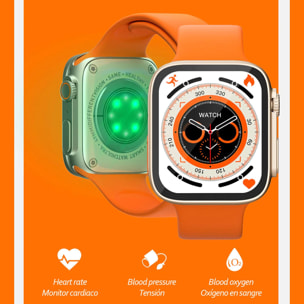 Smartwatch TRAIL S con misuratore di ossigeno nel sangue e tensione, notifiche app, schermo 1,83. Cinturino in fascia mare.