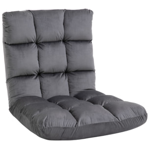 Fauteuil convertible fauteuil paresseux grand confort inclinaison dossier multipositions 90°-180° flanelle polyester capitonné gris foncé