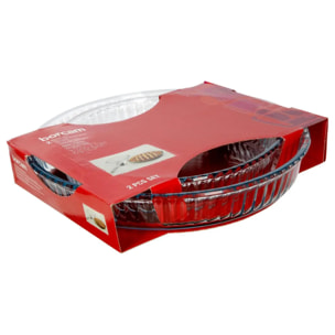 Lot de 2 Plats Ronds en Verre