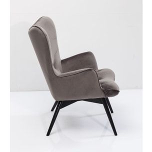 Fauteuil Vicky velours gris Kare Design