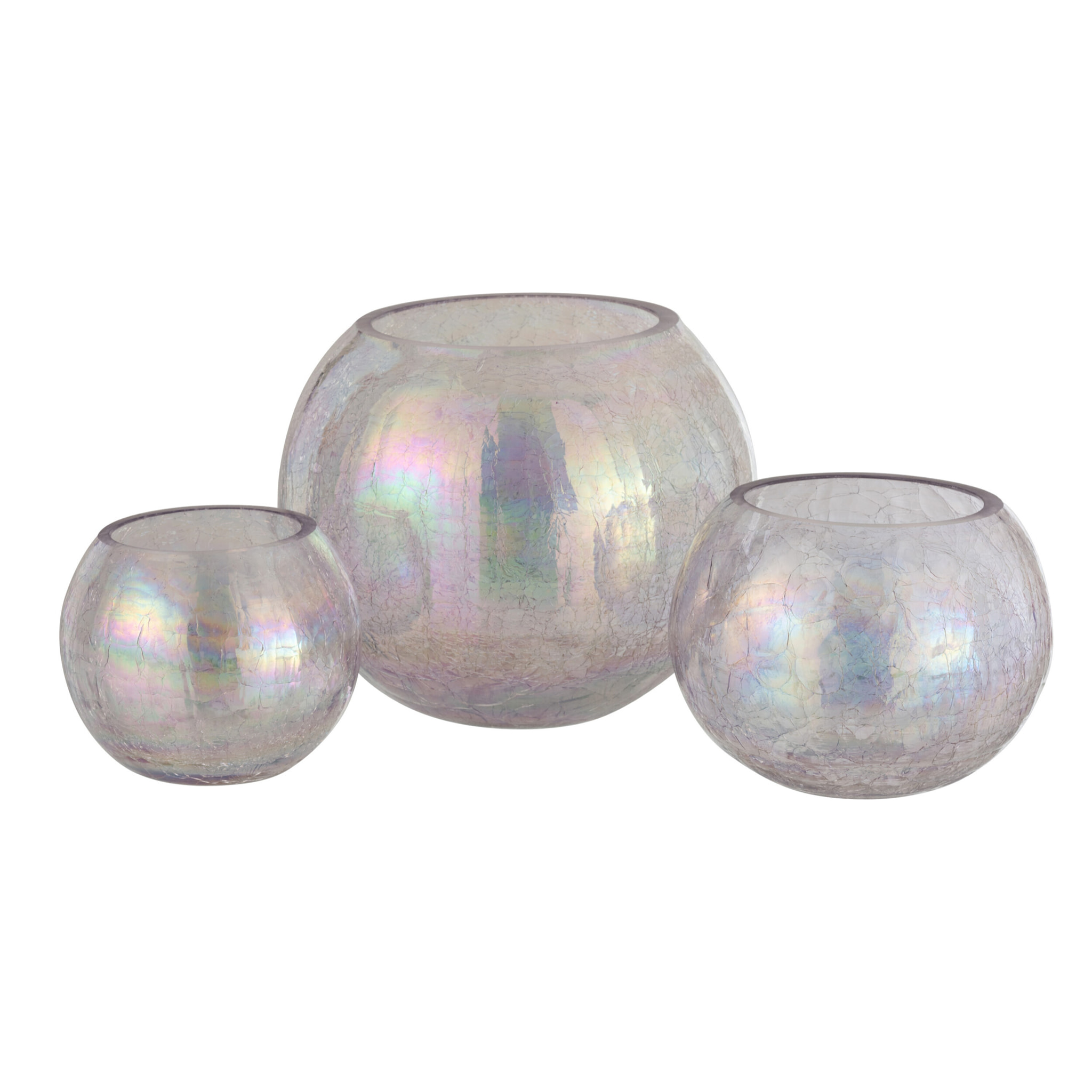 J-Line Photophore Boule Craquele Verre Effet Nacre Mauve Large