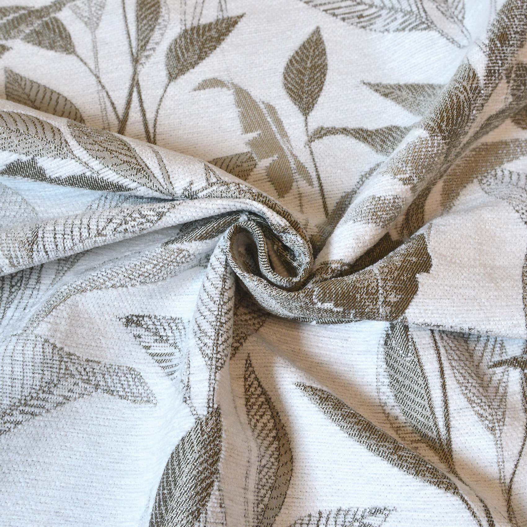 Rideau Jacquard Motif Jungle - Blanc