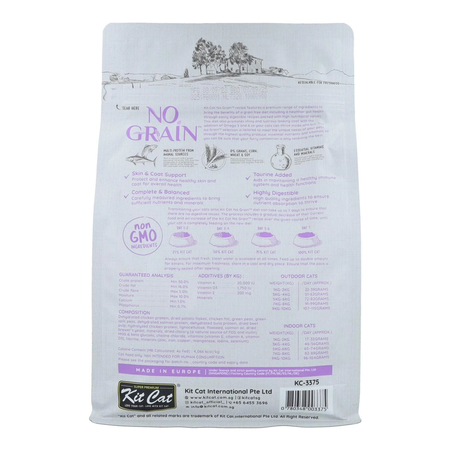 Kit Cat No Grain Cat Food - Atún & Salmón 1 Kg Pienso natural para gatos