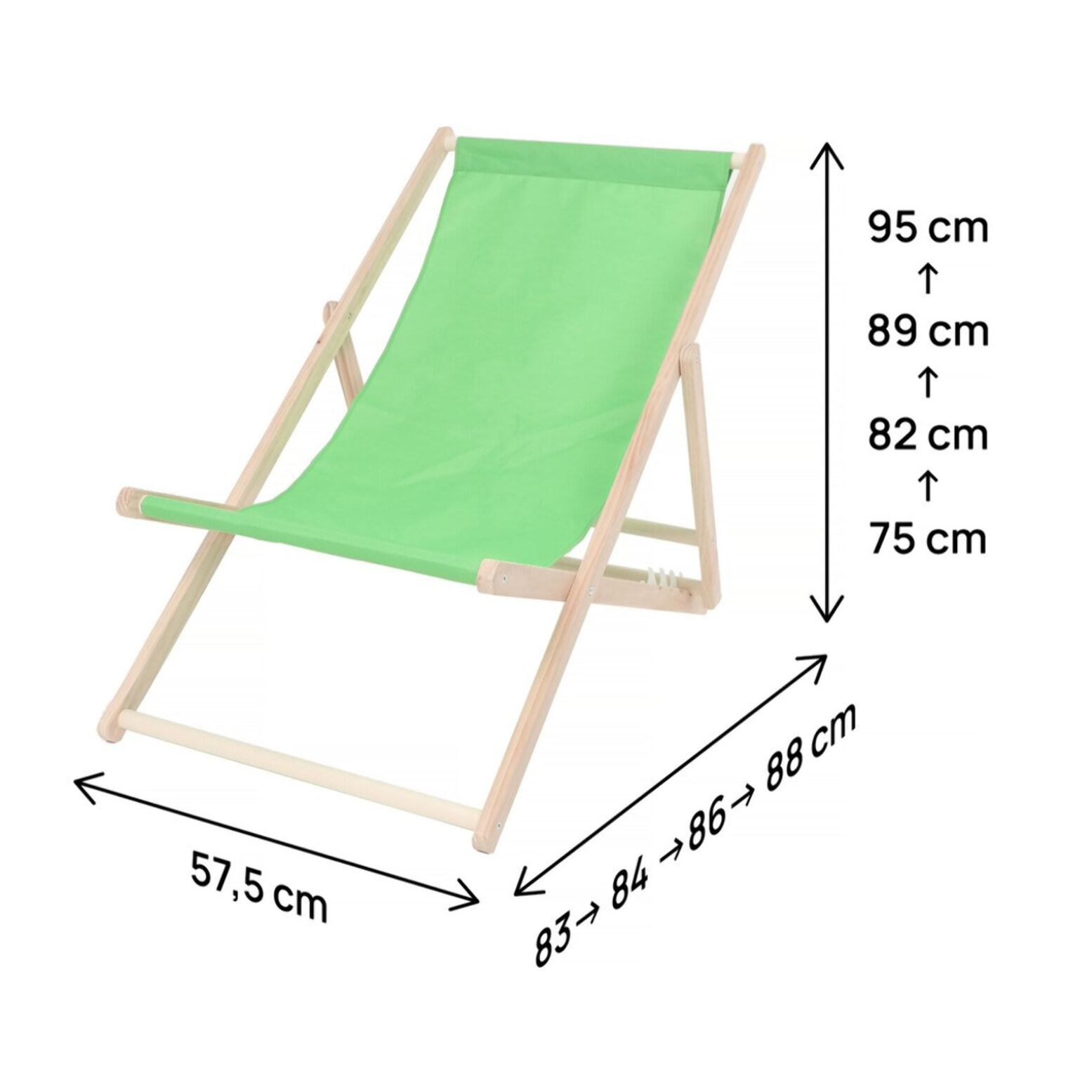 Lot de 2 transats en bois "Chilienne" - 107 x 56.5 x 81 cm - Vert