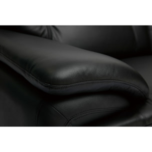 Canapé design 3 places en cuir noir et acier chromé TAMARA