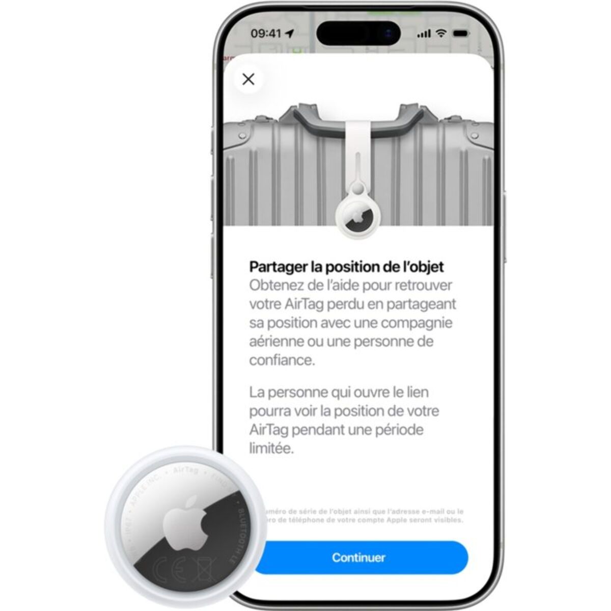 Tracker GPS APPLE AirTag 2, traceur haute précision pour retrouver vos clés, sacs et objets via l'App Localiser