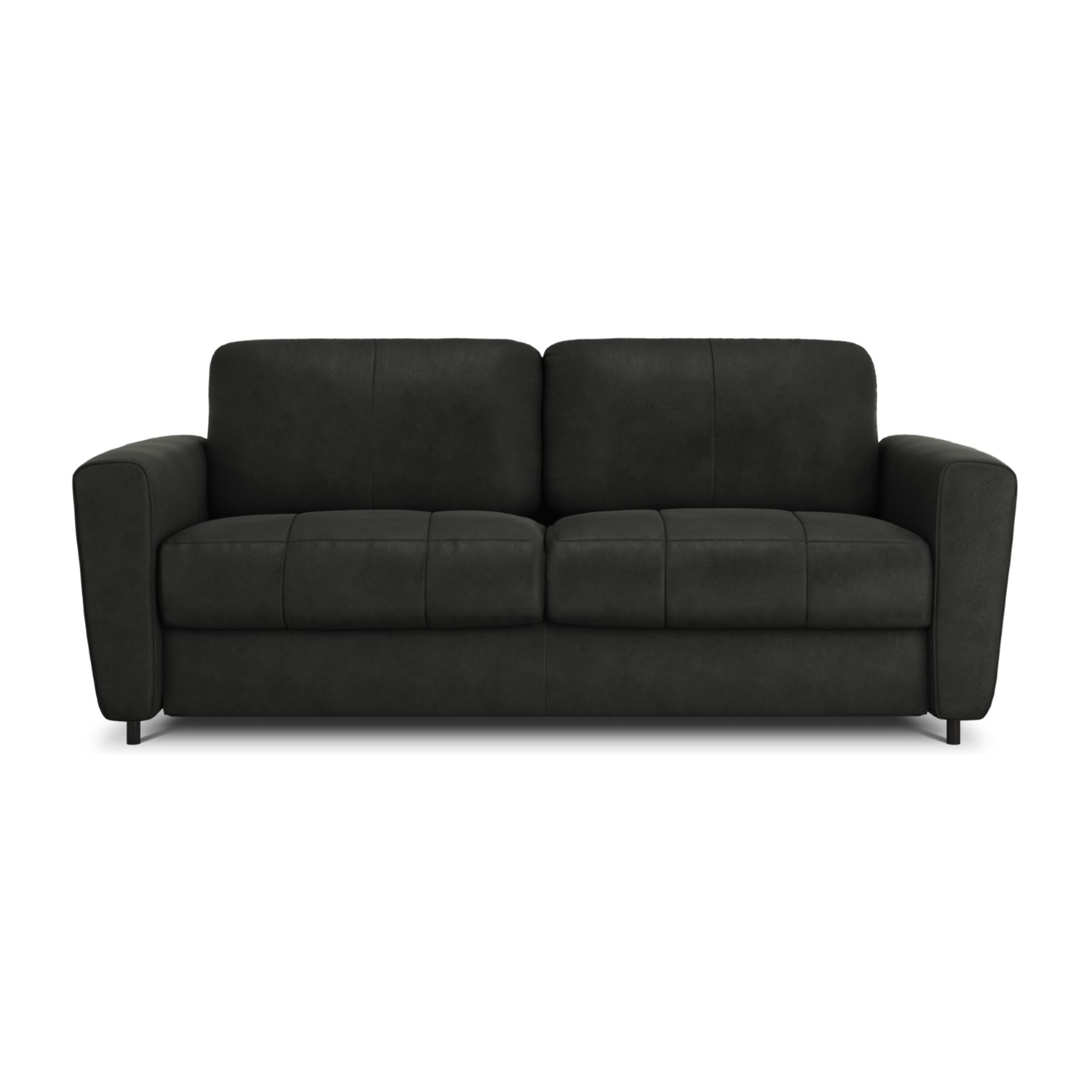 Canapé convertible "Audra" 4 places en cuir véritable noir
