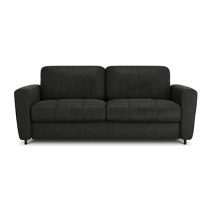Canapé convertible "Audra" 4 places en cuir véritable noir