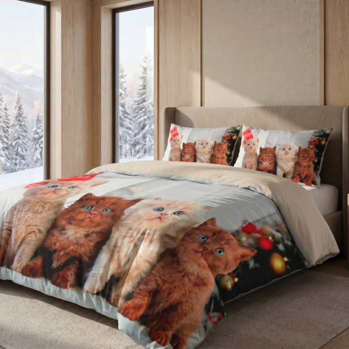 Parure Copripiumino in 100% Cotone con Federe Coordinate, Morbida e Traspirante, Certificata OEKO-TEX, Fantasie Moderne per Camera da Letto