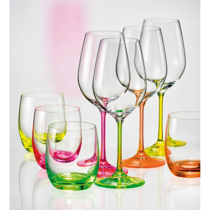 Lot de 4 verres a vin neon 350ml