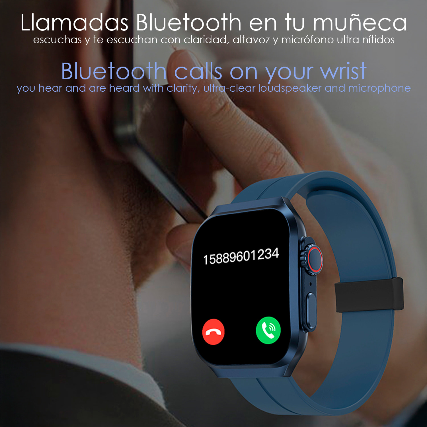 Smartwatch OP88. Pantalla curva AMOLED de 1.95 px, con llamadas Bluetooth, monitor de salud, corona multifunción.