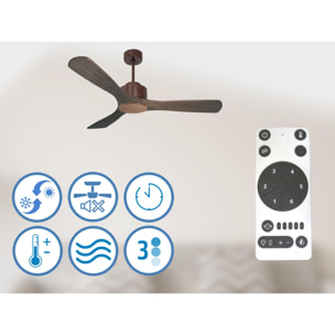 Ventilateur de plafond ø132 cm avec Wifi Réversible Hypersilence 40   W brun
