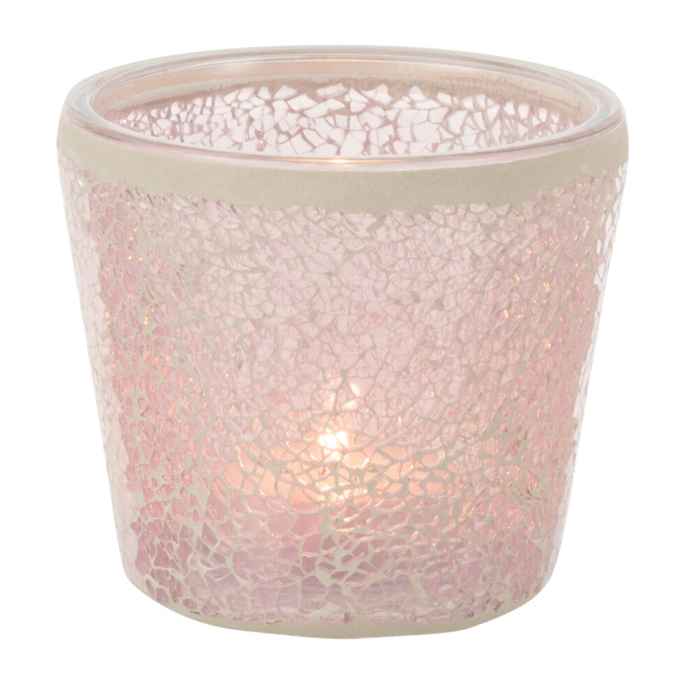 J-Line bougeoir Mosaïque Conique - verre - rose