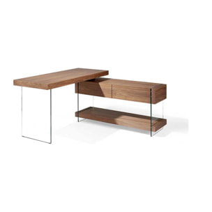 Escritorio – Nogal y cristal templado