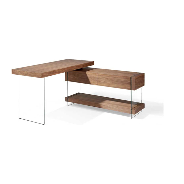 Escritorio – Nogal y cristal templado