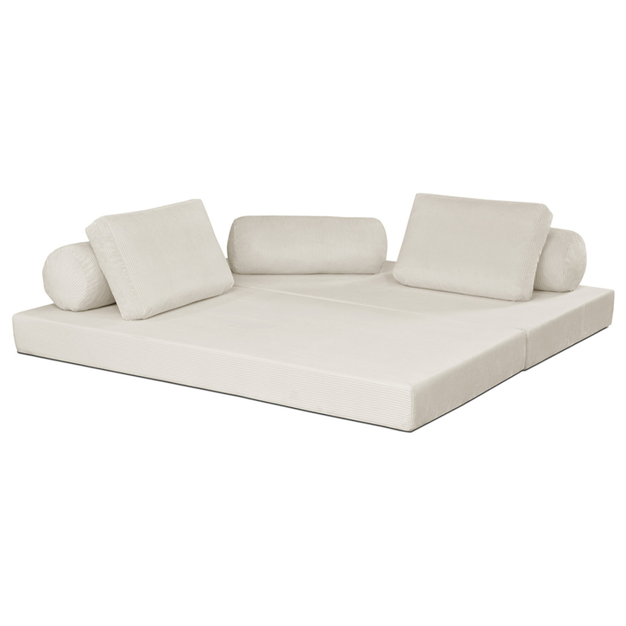 Lonny - Canapé 3 places convertible en velours côtelé - Beige