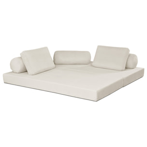 Lonny - Canapé 3 places convertible en velours côtelé - Beige