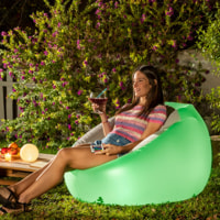 Sedia gonfiabile con LED e telecomando Chight - grigia e trasparente - 99x64x104 cm