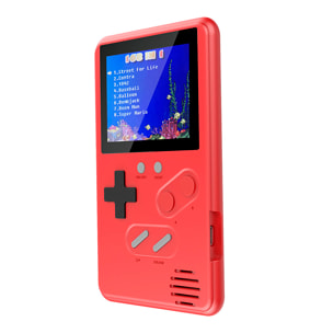 DAM Consola portátil con 500 juegos clásicos preinstalados. Pantalla a color de 2,4 pulgadas. 7x1x11 Cm. Color: Rojo