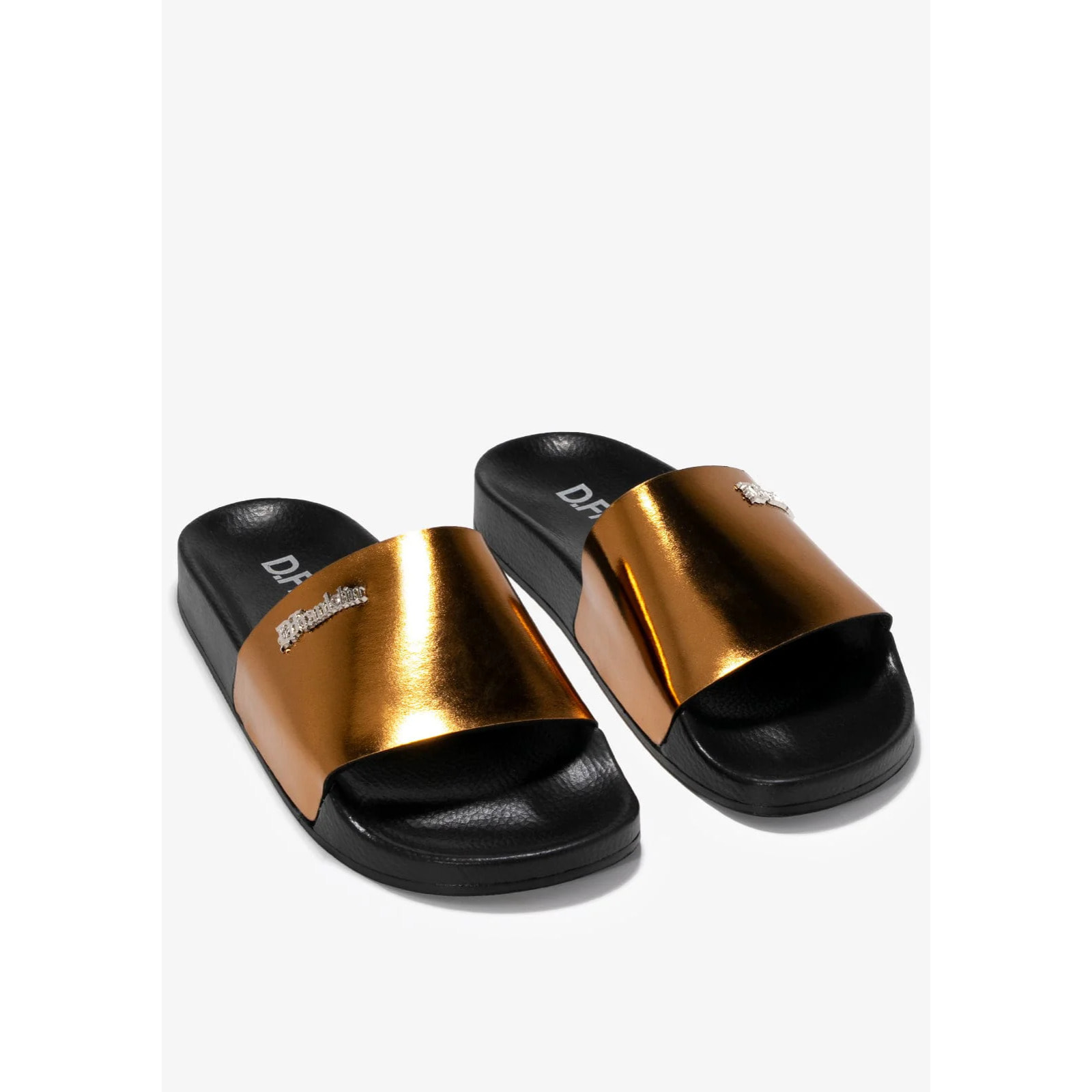 Sandalias Mujer Estilo Chancla Pala Slide Mirror Bronce D.Franklin