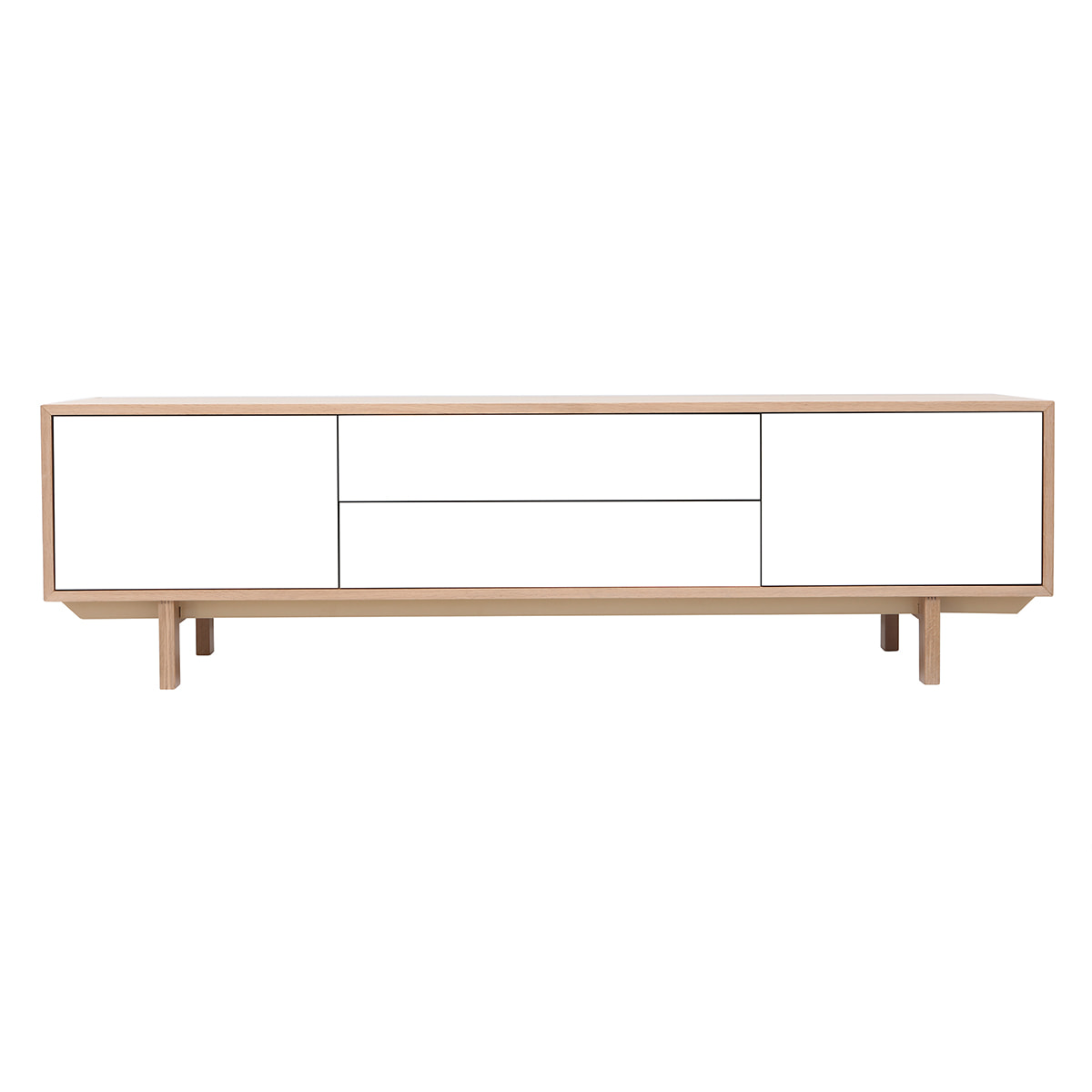 Meuble TV scandinave bois et blanc L180 cm SID