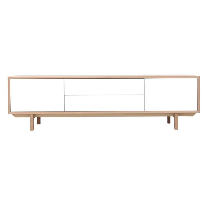 Meuble TV scandinave bois et blanc L180 cm SID