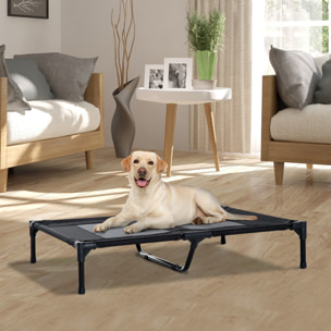 Lit sur pieds pour chien chat lit de camp animal lit surélevé Oxford textilène micro-perforé dim. 92L x 76l x 18H cm noir