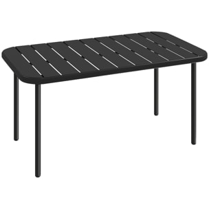 Table basse de jardin style néo-rétro rectangulaire arrondie métal noir