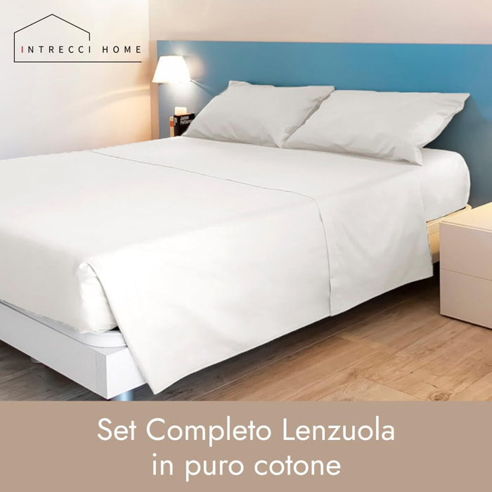 Completo lenzuola in cotone - Bianco