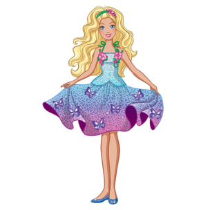 Barbie Principessa Primavera Costume Azzurro Rosa Viola Bambina