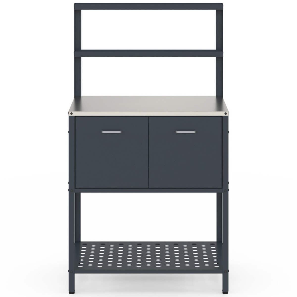 Meuble de cuisine extérieure Alméria 2 portes + étagères suspendues gris