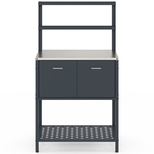 Meuble de cuisine extérieure Alméria 2 portes + étagères suspendues gris