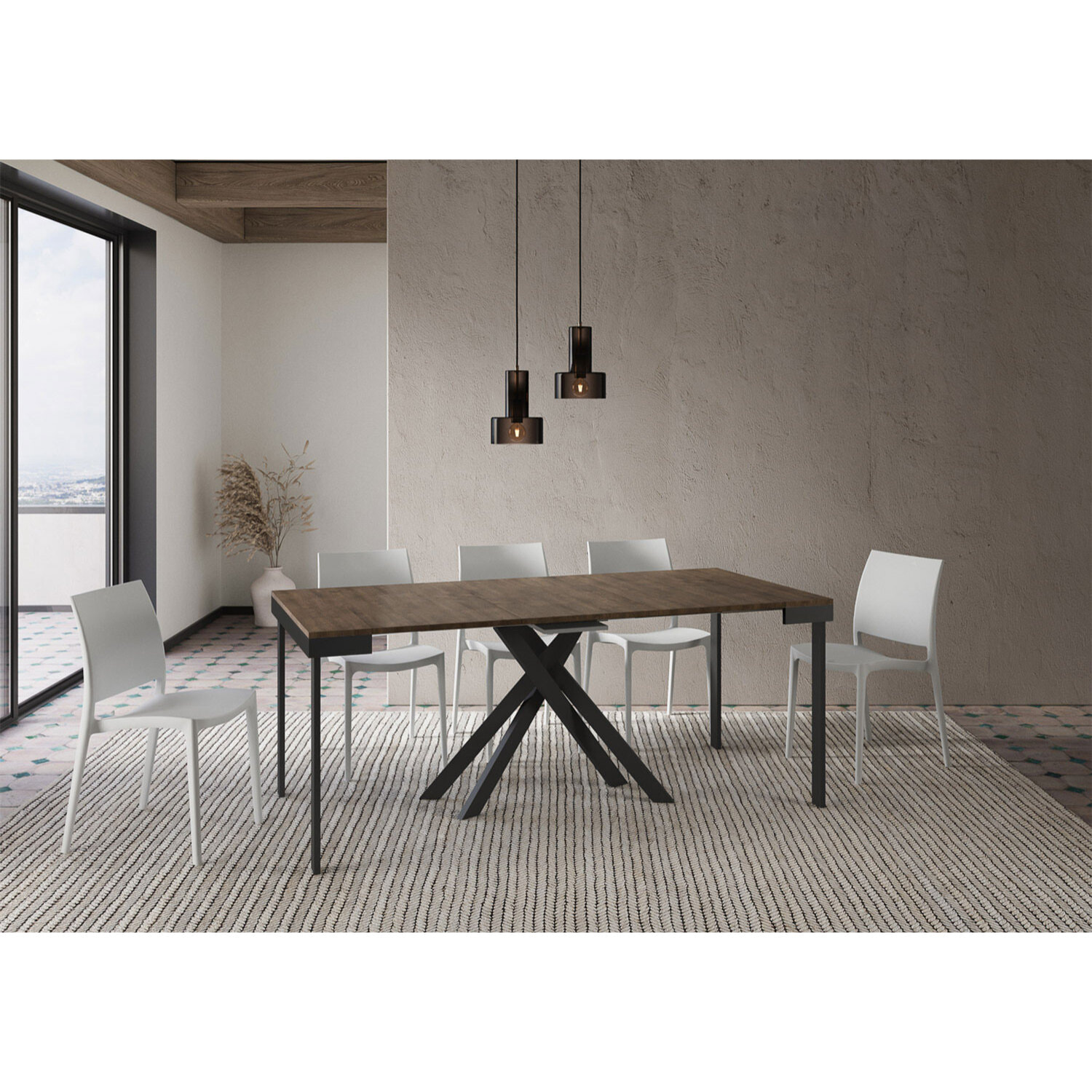 Consola extensible 90x40/196 cm Krack Small Evolution nogal estructura antracita