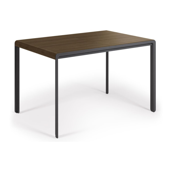 Table extensible Nadyria en contreplaqué de noyer et pieds en acier noir 120 (160) x 80 cmLa Forma -