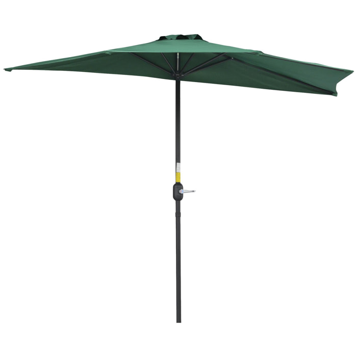 Demi parasol, parasol de balcon 5 entretoises métal polyester 2,69L x 1,38l x 2,36H m vert