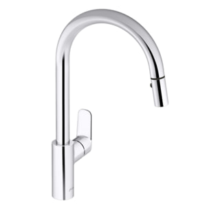 Robinet cuisine avec douchette extractible July+ col de cygne et orientable