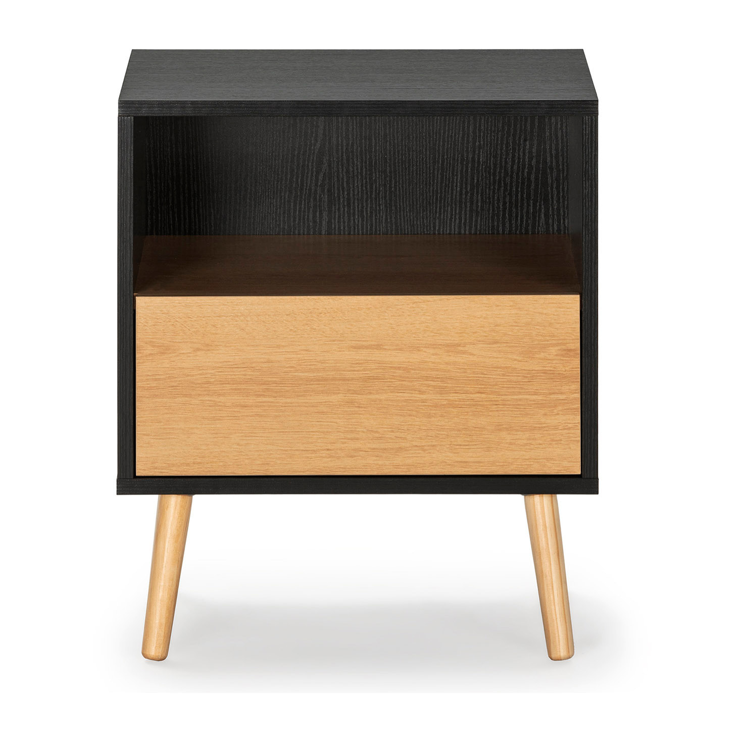 Mesita de noche Apolo 1 cajón Color Negro/Madera