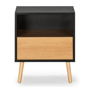 Mesita de noche Apolo 1 cajón Color Negro/Madera