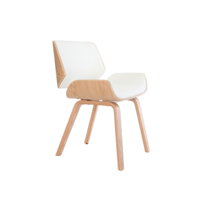 Chaise design blanc et bois clair RUBBENS