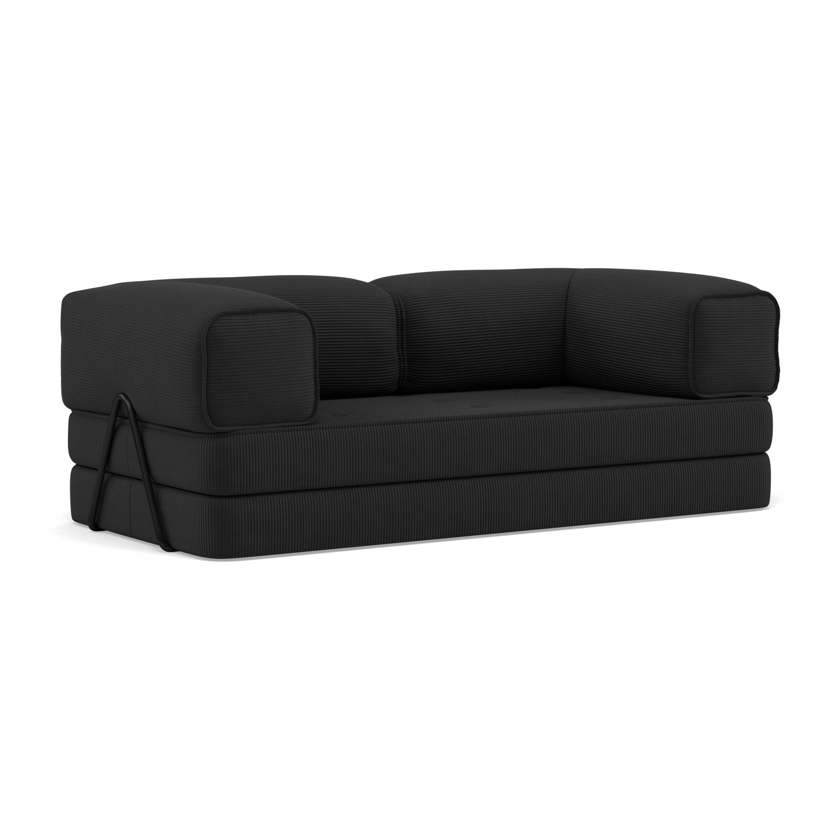 Poppy - canapé 3 places convertible en velours côtelé - Noir