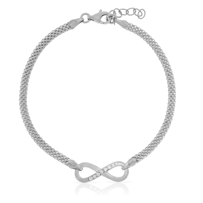 Pulsera Plata de ley 925 con detalle símbolo infinito con brillantes