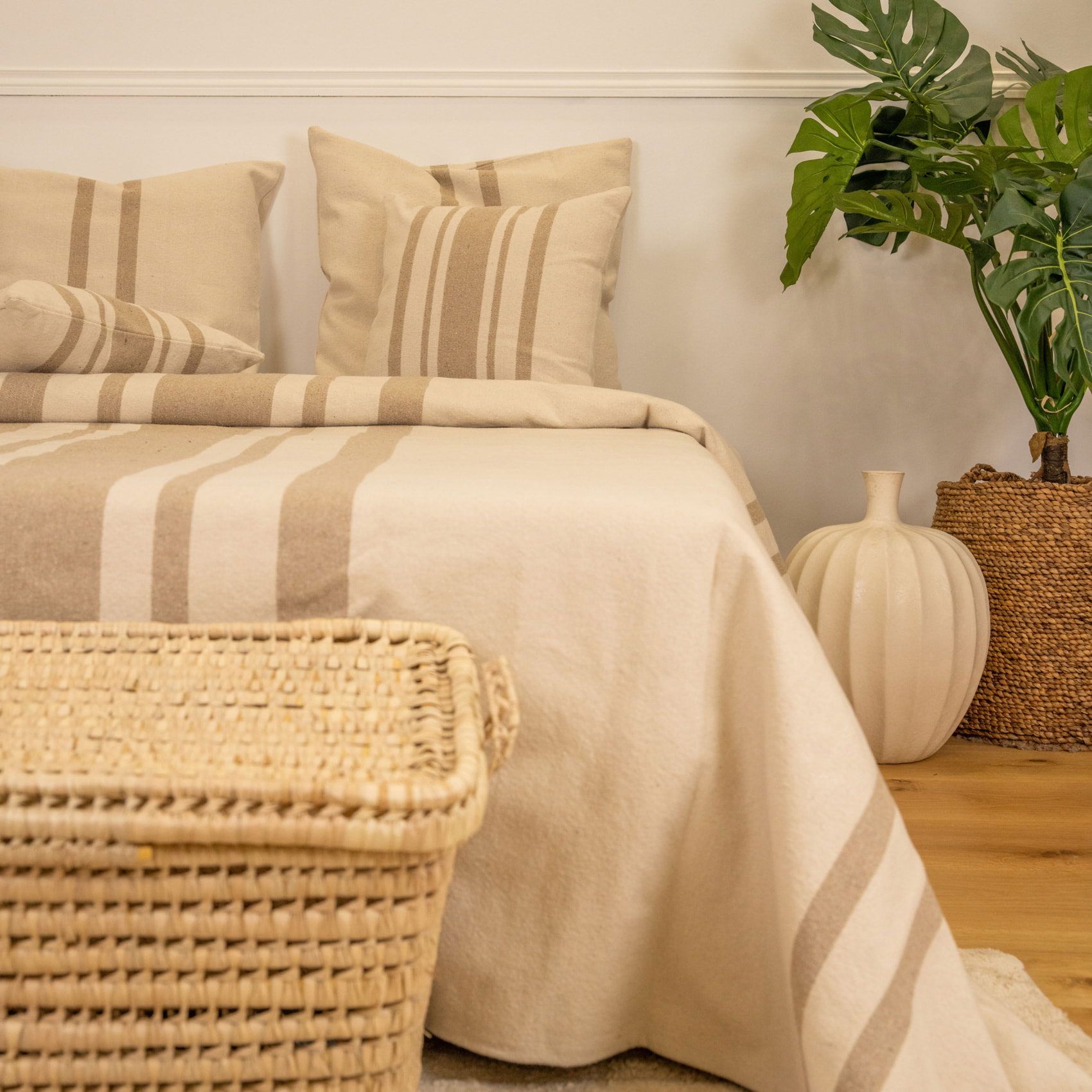 Coussin coton épais style Rustique - Naturel