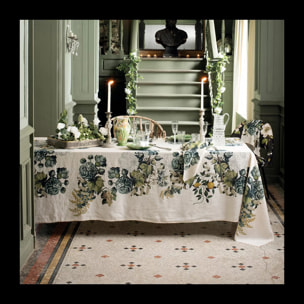 Nappe lin & coton lavé 190 g/m² imprimé multicolore Giardino naturel