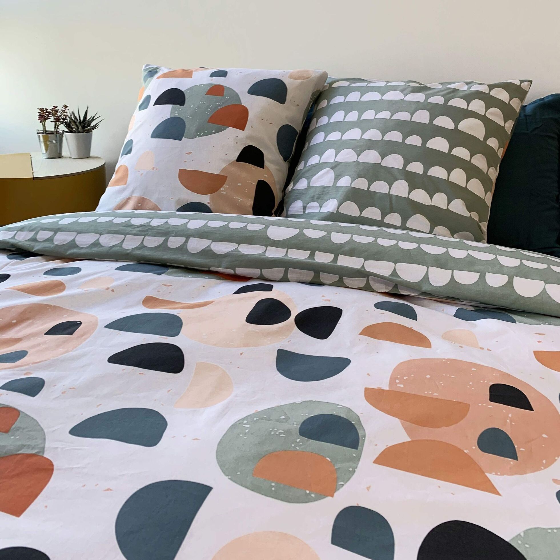 Parure Housse De Couette 3pcs 100% coton 57fils Pontino Reversible