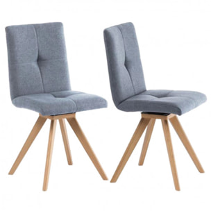 Lot de 2 chaises rotatives 180° capitonnées en tissu - HORTENSE