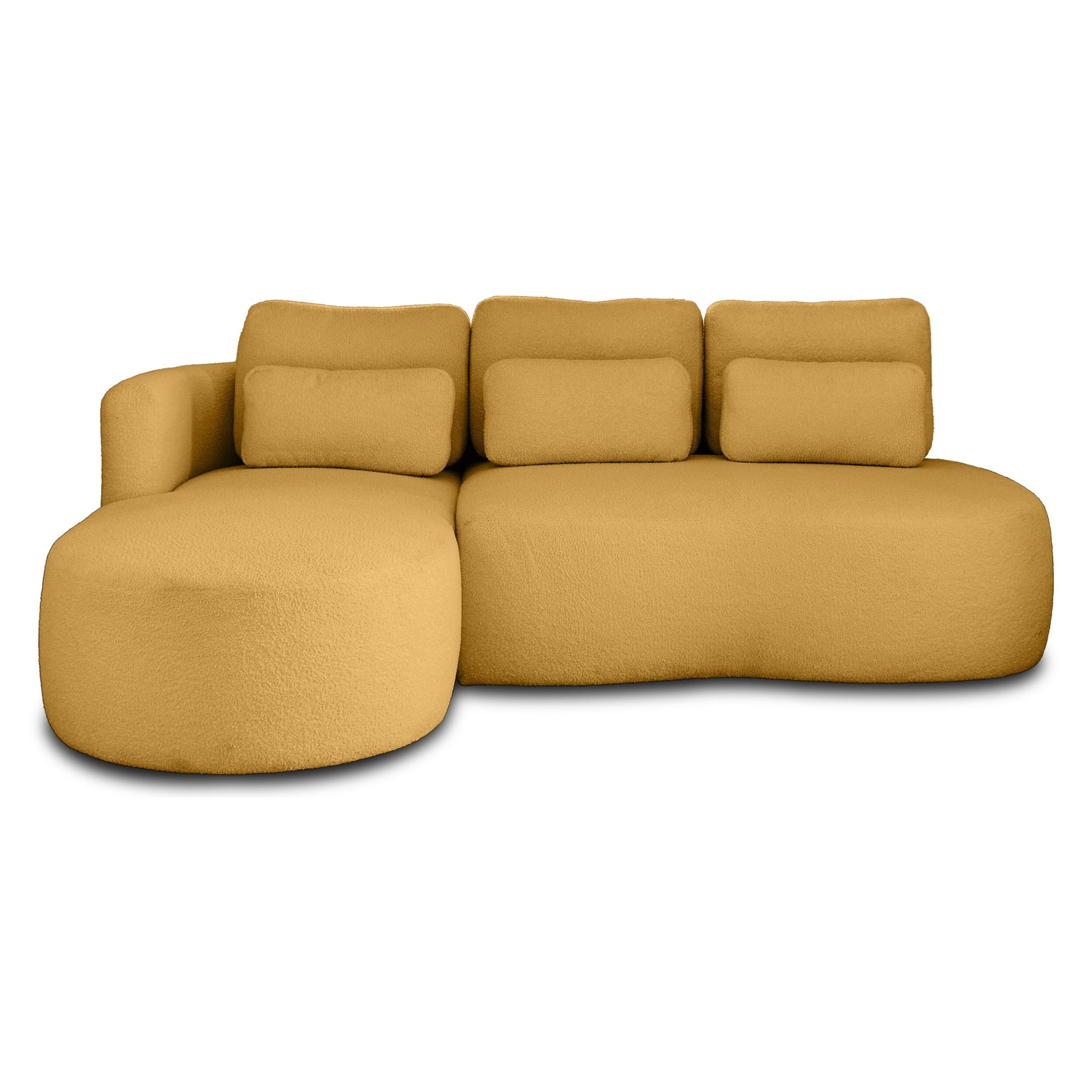 Mahina - canapé d'angle gauche - 4 places - convertible avec coffre - en tissu bouclette - Jaune