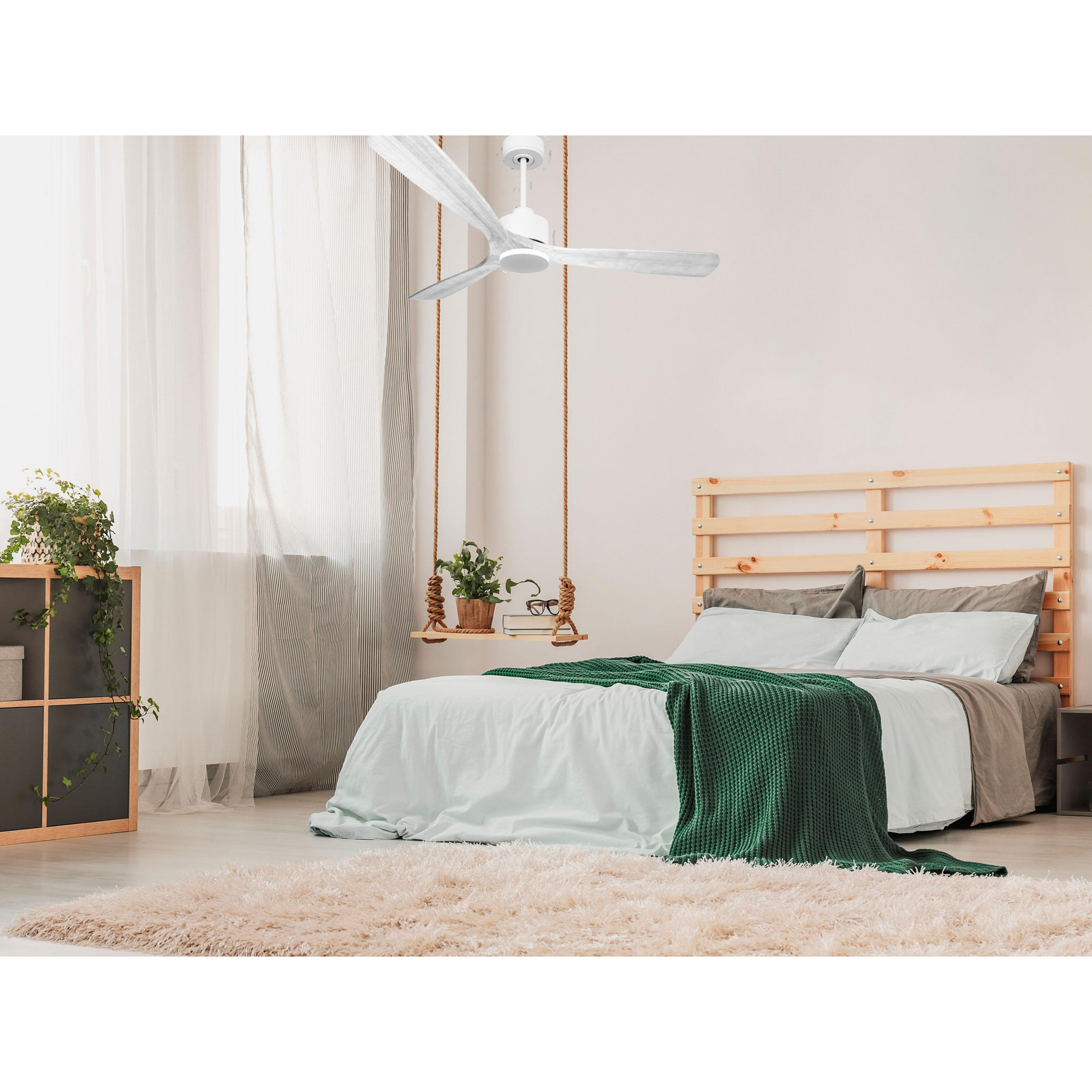 Ventilateur de plafond Réversible  Thermostat Wifi Moteur à courant continu Toits en pente Télécommande Hypersilence Mémoire Shopify Vendible (AUTOMATIQUE)