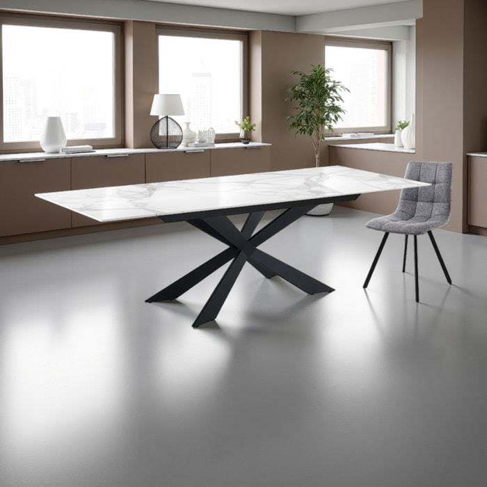 Tomasucci MELVIN EVO 120 MARBRE BLANC - Table extensible NOIRE