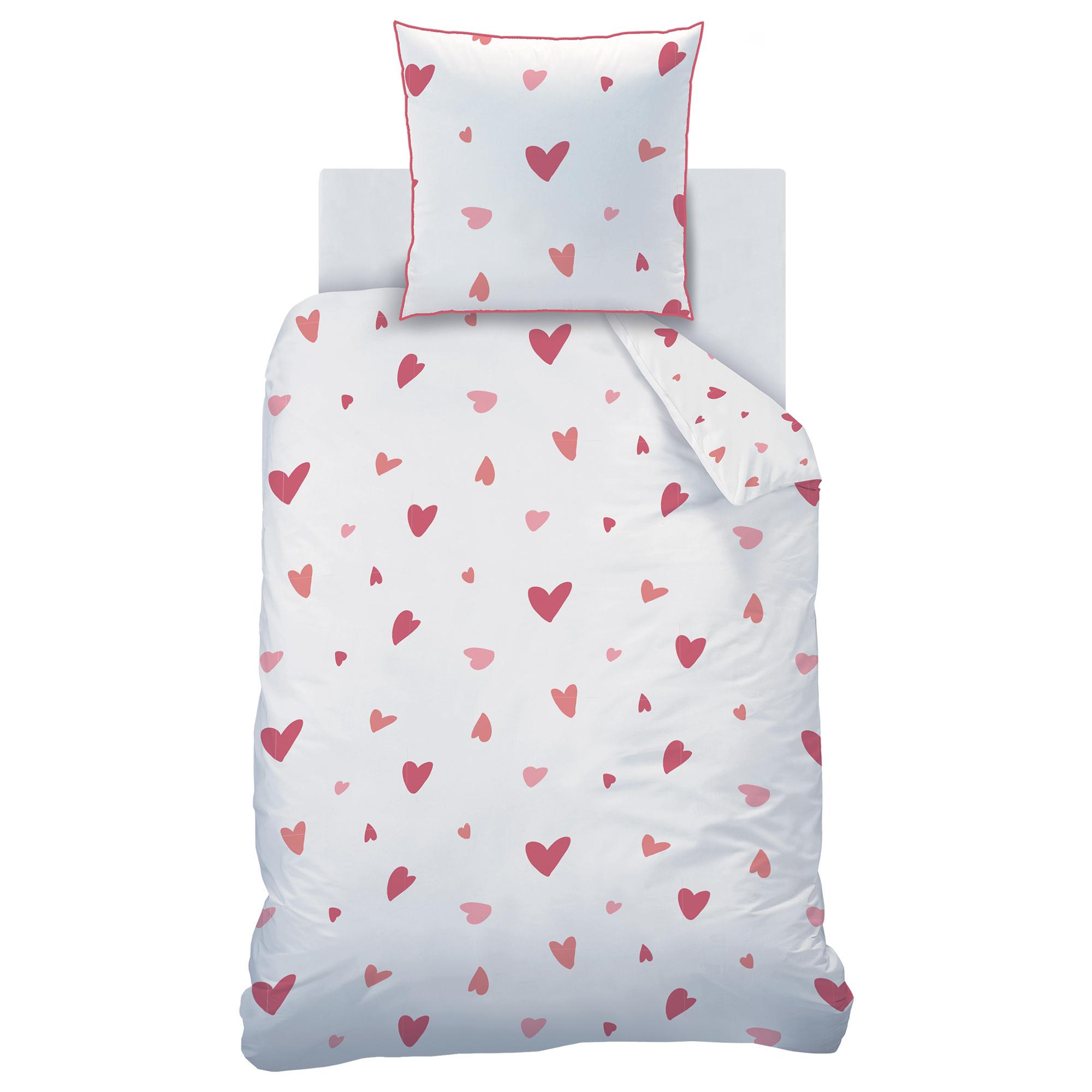 Parure de lit imprimée 100% coton, HEART