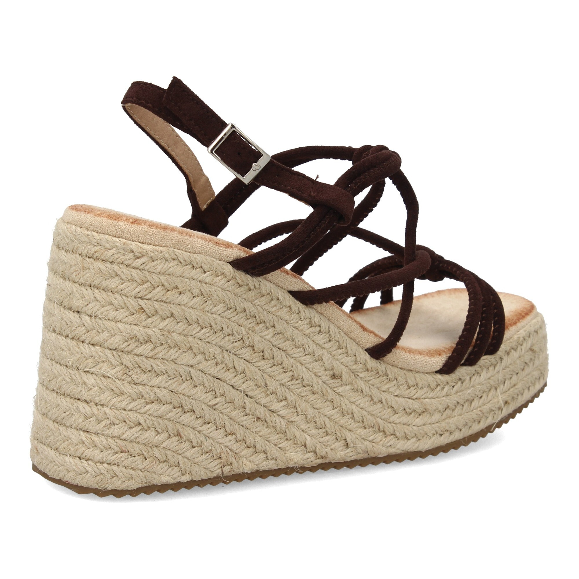 Sandalias de Cuña de Yute, para Mujer con Adornos Cruzados
